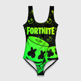 Купальник-боди 3D с принтом FORTNITE MARSHMELLO в городе Новоалтайск, 82% полиэстер, 18% эластан | Круглая горловина, круглый вырез на спине | chapter 2 | fortnite | marshmello | диджей | игры | маршмэллоу | молоток | фортнайт