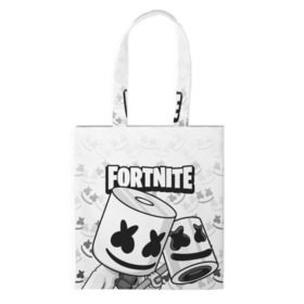 Шоппер 3D с принтом FORTNITE MARSHMELLO в городе Новоалтайск, 100% полиэстер | Плотность: 200 г/м2; Размер: 34×35 см; Высота лямок: 30 см | chapter 2 | fortnite | marshmello | диджей | игры | маршмэллоу | молоток | фортнайт