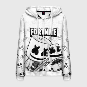 Мужская толстовка 3D на молнии с принтом FORTNITE MARSHMELLO в городе Новоалтайск, 100% полиэстер | длина до линии бедра, манжеты и пояс оформлены мягкой тканевой резинкой, двухслойный капюшон со шнурком для регулировки, спереди молния, по бокам два кармана | chapter 2 | fortnite | marshmello | диджей | игры | маршмэллоу | молоток | фортнайт