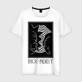 Мужская футболка хлопок с принтом Rick and Morty black and white в городе Новоалтайск, 100% хлопок | прямой крой, круглый вырез горловины, длина до линии бедер, слегка спущенное плечо. | black and white | cn_1952863_019061 | dsgnosadchaya | rick  morty | vdosadir | джастин ройланд | дэн хармон | миссикс | плюмбус | рик и морти | чёрно белый