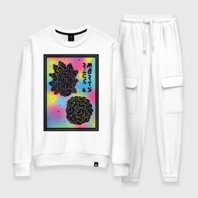 Женский костюм хлопок с принтом Psychedelic Rick and Morty в городе Новоалтайск, 100% хлопок | на свитшоте круглая горловина, мягкая резинка по низу. Брюки заужены к низу, на них два вида карманов: два 