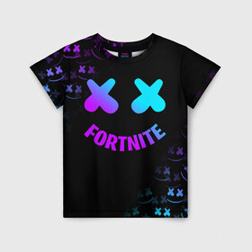 Детская футболка 3D с принтом FORTNITE x MARSHMELLO в городе Новоалтайск, 100% гипоаллергенный полиэфир | прямой крой, круглый вырез горловины, длина до линии бедер, чуть спущенное плечо, ткань немного тянется | fortnite | fortnite 2 | fortnite x маршмелло | ikonik | marshmello | ninja | ninja streamer | иконик | ниндзя | фортнайт | фортнайт 2 | фортнайт глава 2