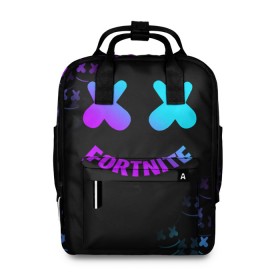 Женский рюкзак 3D с принтом FORTNITE x MARSHMELLO в городе Новоалтайск, 100% полиэстер | лямки с регулируемой длиной, сверху ручки, чтобы рюкзак нести как сумку. Основное отделение закрывается на молнию, как и внешний карман. Внутри два дополнительных кармана, один из которых закрывается на молнию. По бокам два дополнительных кармашка, куда поместится маленькая бутылочка
 | fortnite | fortnite 2 | fortnite x маршмелло | ikonik | marshmello | ninja | ninja streamer | иконик | ниндзя | фортнайт | фортнайт 2 | фортнайт глава 2
