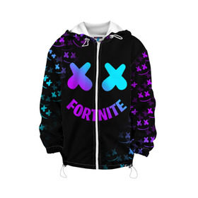 Детская куртка 3D с принтом FORTNITE x MARSHMELLO в городе Новоалтайск, 100% полиэстер | застежка — молния, подол и капюшон оформлены резинкой с фиксаторами, по бокам — два кармана без застежек, один потайной карман на груди, плотность верхнего слоя — 90 г/м2; плотность флисового подклада — 260 г/м2 | Тематика изображения на принте: fortnite | fortnite 2 | fortnite x маршмелло | ikonik | marshmello | ninja | ninja streamer | иконик | ниндзя | фортнайт | фортнайт 2 | фортнайт глава 2