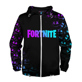 Мужская ветровка 3D с принтом FORTNITE x MARSHMELLO в городе Новоалтайск, 100% полиэстер | подол и капюшон оформлены резинкой с фиксаторами, два кармана без застежек по бокам, один потайной карман на груди | fnchap2 | fortnite | fortnite 2 | fortnite x | marshmello | маршмелло | фортнайт | фортнайт 2 | фортнайт глава 2
