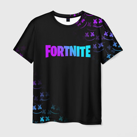 Мужская футболка 3D с принтом FORTNITE x MARSHMELLO в городе Новоалтайск, 100% полиэфир | прямой крой, круглый вырез горловины, длина до линии бедер | fnchap2 | fortnite | fortnite 2 | fortnite x | marshmello | маршмелло | фортнайт | фортнайт 2 | фортнайт глава 2