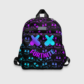 Детский рюкзак 3D с принтом FORTNITE x MARSHMELLO в городе Новоалтайск, 100% полиэстер | лямки с регулируемой длиной, сверху петелька, чтобы рюкзак можно было повесить на вешалку. Основное отделение закрывается на молнию, как и внешний карман. Внутри дополнительный карман. По бокам два дополнительных кармашка | fnchap2 | fortnite | fortnite 2 | fortnite x | marshmello | маршмелло | фортнайт | фортнайт 2 | фортнайт глава 2