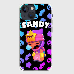 Чехол для iPhone 13 mini с принтом BRAWL STARS   SANDY в городе Новоалтайск,  |  | Тематика изображения на принте: brawl | bull | colt | crow | game | games | leon | online | penny | poco | sandy | shelly | spike | star | stars | wanted | брав | бравл | браво | звезда | звезды | игра | игры | лого | онлайн | сенди | старс | сэнди