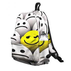 Рюкзак 3D с принтом EMOJI 2019 в городе Новоалтайск, 100% полиэстер | лямки с регулируемой длиной, сверху петелька, чтобы рюкзак можно было повесить на вешалку. Основное отделение закрывается на молнию, как и внешний карман. Внутри два дополнительных кармана, один из которых закрывается на молнию. По бокам два дополнительных кармашка | emoji | настроение | позитив | смайлики | смайлы | стикеры | текстура смайл | улыбки | фон смайл | эмодзи