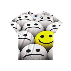 Детская футболка 3D с принтом EMOJI 2019 в городе Новоалтайск, 100% гипоаллергенный полиэфир | прямой крой, круглый вырез горловины, длина до линии бедер, чуть спущенное плечо, ткань немного тянется | emoji | настроение | позитив | смайлики | смайлы | стикеры | текстура смайл | улыбки | фон смайл | эмодзи