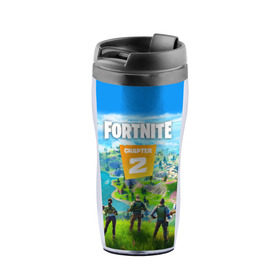 Термокружка-непроливайка с принтом FORTNITE 2 ЧАСТЬ (2 СТОРОНЫ) в городе Новоалтайск, внутренняя часть — пищевой пластик, наружная часть — прозрачный пластик, между ними — полиграфическая вставка с рисунком | объем — 350 мл, герметичная крышка | 1 сезон | 11 сезон | 2 часть | battle | chapter 2 | fort | fortnite | fortnite 2 | royale | season 11 | битва | королевская | форт | фортнайт