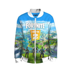 Детский бомбер 3D с принтом FORTNITE 2 ЧАСТЬ (2 СТОРОНЫ) в городе Новоалтайск, 100% полиэстер | застегивается на молнию, по бокам два кармана без застежек, мягкие манжеты, по низу бомбера и на воротнике — эластичная резинка | 1 сезон | 11 сезон | 2 часть | battle | chapter 2 | fort | fortnite | fortnite 2 | royale | season 11 | битва | королевская | форт | фортнайт