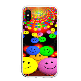 Чехол для iPhone XS Max матовый с принтом ЦВЕТНЫЕ СМАЙЛИКИ в городе Новоалтайск, Силикон | Область печати: задняя сторона чехла, без боковых панелей | Тематика изображения на принте: emoji | настроение | позитив | смайлики | смайлы | стикеры | текстура смайл | улыбки | фон смайл | эмодзи