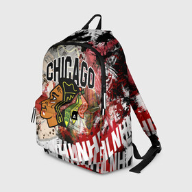 Рюкзак 3D с принтом Chicago Blackhawks в городе Новоалтайск, 100% полиэстер | лямки с регулируемой длиной, сверху петелька, чтобы рюкзак можно было повесить на вешалку. Основное отделение закрывается на молнию, как и внешний карман. Внутри два дополнительных кармана, один из которых закрывается на молнию. По бокам два дополнительных кармашка | Тематика изображения на принте: blackhawks | chicago | chicago blackhawks | hockey | nhl | usa | блэкхокс | нхл | спорт | сша | хоккей | чикаго | чикаго блэкхокс | шайба