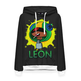Женская толстовка 3D с принтом Leon (Brawl Stars) в городе Новоалтайск, 100% полиэстер  | двухслойный капюшон со шнурком для регулировки, мягкие манжеты на рукавах и по низу толстовки, спереди карман-кенгуру с мягким внутренним слоем. | brawl stars | crow | game | leon | бравл | бравл стар | бравл старс | ворон | ворона | детская | детям | игра | компьютерная игра | кров | леон | персонаж | развлечение