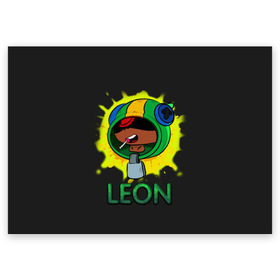 Поздравительная открытка с принтом Leon (Brawl Stars) в городе Новоалтайск, 100% бумага | плотность бумаги 280 г/м2, матовая, на обратной стороне линовка и место для марки
 | brawl stars | crow | game | leon | бравл | бравл стар | бравл старс | ворон | ворона | детская | детям | игра | компьютерная игра | кров | леон | персонаж | развлечение