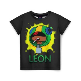 Детская футболка 3D с принтом Leon (Brawl Stars) в городе Новоалтайск, 100% гипоаллергенный полиэфир | прямой крой, круглый вырез горловины, длина до линии бедер, чуть спущенное плечо, ткань немного тянется | brawl stars | crow | game | leon | бравл | бравл стар | бравл старс | ворон | ворона | детская | детям | игра | компьютерная игра | кров | леон | персонаж | развлечение