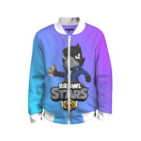 Детский бомбер 3D с принтом Crow (Brawl Stars) в городе Новоалтайск, 100% полиэстер | застегивается на молнию, по бокам два кармана без застежек, мягкие манжеты, по низу бомбера и на воротнике — эластичная резинка | brawl stars | crow | game | leon | бравл | бравл стар | бравл старс | ворон | ворона | детская | детям | игра | компьютерная игра | кров | леон | персонаж | развлечение