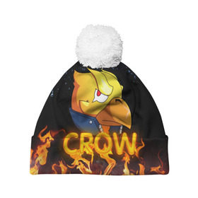 Шапка 3D c помпоном с принтом Crow (Brawl Stars) в городе Новоалтайск, 100% полиэстер | универсальный размер, печать по всей поверхности изделия | brawl stars | crow | game | leon | бравл | бравл стар | бравл старс | ворон | ворона | детская | детям | игра | компьютерная игра | кров | леон | персонаж | развлечение