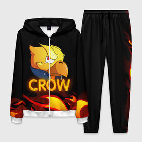 Мужской костюм 3D с принтом Crow (Brawl Stars) в городе Новоалтайск, 100% полиэстер | Манжеты и пояс оформлены тканевой резинкой, двухслойный капюшон со шнурком для регулировки, карманы спереди | brawl stars | crow | game | leon | бравл | бравл стар | бравл старс | ворон | ворона | детская | детям | игра | компьютерная игра | кров | леон | персонаж | развлечение