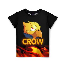 Детская футболка 3D с принтом Crow (Brawl Stars) в городе Новоалтайск, 100% гипоаллергенный полиэфир | прямой крой, круглый вырез горловины, длина до линии бедер, чуть спущенное плечо, ткань немного тянется | brawl stars | crow | game | leon | бравл | бравл стар | бравл старс | ворон | ворона | детская | детям | игра | компьютерная игра | кров | леон | персонаж | развлечение