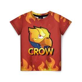 Детская футболка 3D с принтом Crow (Brawl Stars) в городе Новоалтайск, 100% гипоаллергенный полиэфир | прямой крой, круглый вырез горловины, длина до линии бедер, чуть спущенное плечо, ткань немного тянется | brawl stars | crow | game | leon | бравл | бравл стар | бравл старс | ворон | ворона | детская | детям | игра | компьютерная игра | кров | леон | персонаж | развлечение