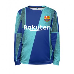 Детский лонгслив 3D с принтом Barcelona PreMatch kit в городе Новоалтайск, 100% полиэстер | длинные рукава, круглый вырез горловины, полуприлегающий силуэт
 | barcelona | champions | laliga | league | messi | spain | барселона | испания | лига | месси | чемпионов