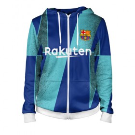 Женская толстовка 3D на молнии с принтом Barcelona PreMatch kit в городе Новоалтайск, 100% полиэстер | длина до линии бедра, манжеты и пояс оформлены мягкой тканевой резинкой, двухслойный капюшон со шнурком для регулировки, спереди молния, по бокам два кармана | barcelona | champions | laliga | league | messi | spain | барселона | испания | лига | месси | чемпионов