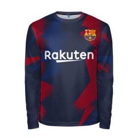 Мужской лонгслив 3D с принтом Barcelona PreMatch home в городе Новоалтайск, 100% полиэстер | длинные рукава, круглый вырез горловины, полуприлегающий силуэт | barcelona | champions | laliga | league | messi | spain | барселона | испания | лига | месси | чемпионов
