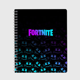 Тетрадь с принтом FORTNITE x MARSHMELLO в городе Новоалтайск, 100% бумага | 48 листов, плотность листов — 60 г/м2, плотность картонной обложки — 250 г/м2. Листы скреплены сбоку удобной пружинной спиралью. Уголки страниц и обложки скругленные. Цвет линий — светло-серый
 | fortnite | fortnite 2 | fortnite x | marshmello | ninja | ninja hyper streamer | ninja streamer | streamer | tyler blevins | маршмелло | ниндзя | фортнайт | фортнайт 2 | фортнайт глава 2