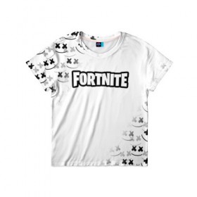 Детская футболка 3D с принтом FORTNITE x MARSHMELLO в городе Новоалтайск, 100% гипоаллергенный полиэфир | прямой крой, круглый вырез горловины, длина до линии бедер, чуть спущенное плечо, ткань немного тянется | 