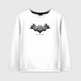 Детский лонгслив хлопок с принтом Batman 80th Anniversary в городе Новоалтайск, 100% хлопок | круглый вырез горловины, полуприлегающий силуэт, длина до линии бедер | 80 | 80th | anniversary | bat man | batman | batman comics | caped crusader | dark knight | shtatbat | бетмен | брюс уэйн | бэт мен | бэтмен | тёмный рыцарь