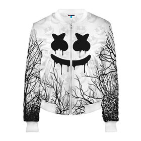 Женский бомбер 3D с принтом MARSHMELLO HALLOWEEN в городе Новоалтайск, 100% полиэстер | застегивается на молнию, по бокам два кармана без застежек, мягкие манжеты, по низу бомбера и на воротнике — эластичная резинка | america | dj | halloween | marshmello | marshmello halloween | usa | америка | маршмелло | маршмелло хеллоуин | хеллоуин