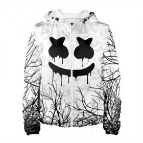 Женская куртка 3D с принтом MARSHMELLO HALLOWEEN в городе Новоалтайск, ткань верха — 100% полиэстер, подклад — флис | прямой крой, подол и капюшон оформлены резинкой с фиксаторами, два кармана без застежек по бокам, один большой потайной карман на груди. Карман на груди застегивается на липучку | america | dj | halloween | marshmello | marshmello halloween | usa | америка | маршмелло | маршмелло хеллоуин | хеллоуин
