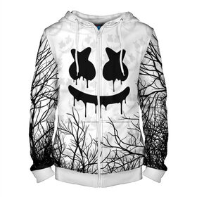 Мужская толстовка 3D на молнии с принтом MARSHMELLO HALLOWEEN в городе Новоалтайск, 100% полиэстер | длина до линии бедра, манжеты и пояс оформлены мягкой тканевой резинкой, двухслойный капюшон со шнурком для регулировки, спереди молния, по бокам два кармана | america | dj | halloween | marshmello | marshmello halloween | usa | америка | маршмелло | маршмелло хеллоуин | хеллоуин