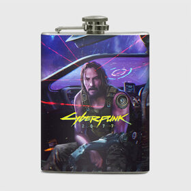 Фляга с принтом CYBERPUNK 2077 - КИАНУ в городе Новоалтайск, металлический корпус | емкость 0,22 л, размер 125 х 94 мм. Виниловая наклейка запечатывается полностью | Тематика изображения на принте: 2077 | cyber | cyberpunk | demon | glitch | keanu | logo | punk | reeves | samurai | symbol | team | trauma | глитч | демон | киану | кибер | киберпанк | клан | лого | логотип | огонь | панк | ривз | самурай | символ