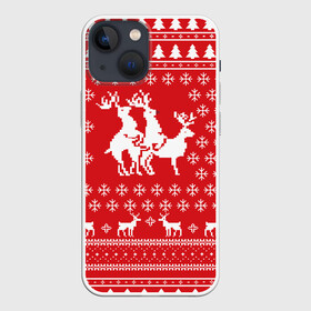 Чехол для iPhone 13 mini с принтом СВИТЕР С ОЛЕНЯМИ в городе Новоалтайск,  |  | Тематика изображения на принте: christmas | new year | winter | дед мороз | зима | ирония | клауз | клаус | новый год | олени | подарки | рождество | санта | сарказм | свитер с оленями | снег