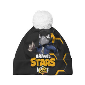 Шапка 3D c помпоном с принтом Crow (Brawl Stars) в городе Новоалтайск, 100% полиэстер | универсальный размер, печать по всей поверхности изделия | brawl stars | crow | game | leon | бравл | бравл стар | бравл старс | ворон | ворона | детская | детям | игра | компьютерная игра | кров | леон | персонаж | развлечение