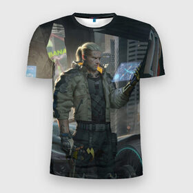 Мужская футболка 3D спортивная с принтом Cyber Geralt в городе Новоалтайск, 100% полиэстер с улучшенными характеристиками | приталенный силуэт, круглая горловина, широкие плечи, сужается к линии бедра | cd project red | cyberpunk 2077 | demon | games | geralt | keanu reeves | samurai | the witcher | ведьмак | геральт | демон | игры | киану ривз | киберпанк 2077 | самурай