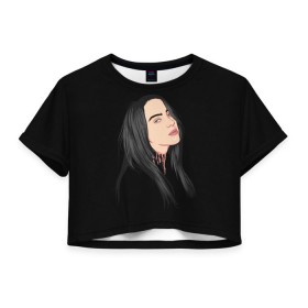 Женская футболка Cropp-top с принтом Billie Eilish в городе Новоалтайск, 100% полиэстер | круглая горловина, длина футболки до линии талии, рукава с отворотами | bad | billie | boy | boys | eilish | girl | girls | music | pop | rap | sad | trend | билли | грустно | девочка | девочки | девушка | мальчик | музыка | поп | рэп | тренд | эйлиш