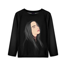 Детский лонгслив 3D с принтом Billie Eilish в городе Новоалтайск, 100% полиэстер | длинные рукава, круглый вырез горловины, полуприлегающий силуэт
 | bad | billie | boy | boys | eilish | girl | girls | music | pop | rap | sad | trend | билли | грустно | девочка | девочки | девушка | мальчик | музыка | поп | рэп | тренд | эйлиш