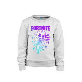 Детский свитшот хлопок с принтом FORTNITE MARSHMELLO в городе Новоалтайск, 100% хлопок | круглый вырез горловины, эластичные манжеты, пояс и воротник | chapter 2 | fortnite | marshmello | диджей | игры | маршмэллоу | молоток | фортнайт