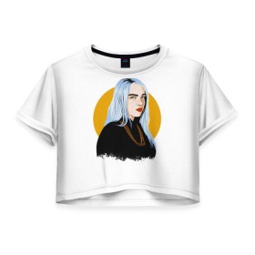 Женская футболка Cropp-top с принтом Billie Eilish в городе Новоалтайск, 100% полиэстер | круглая горловина, длина футболки до линии талии, рукава с отворотами | bad | billie | boy | boys | eilish | girl | girls | music | pop | rap | sad | trend | билли | грустно | девочка | девочки | девушка | мальчик | музыка | поп | рэп | тренд | эйлиш