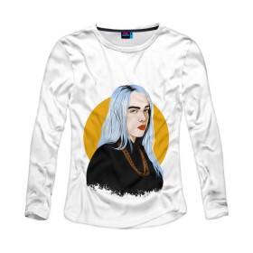 Женский лонгслив 3D с принтом Billie Eilish в городе Новоалтайск, 100% полиэстер | длинные рукава, круглый вырез горловины, полуприлегающий силуэт | bad | billie | boy | boys | eilish | girl | girls | music | pop | rap | sad | trend | билли | грустно | девочка | девочки | девушка | мальчик | музыка | поп | рэп | тренд | эйлиш