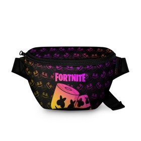 Поясная сумка 3D с принтом FORTNITE MARSHMELLO в городе Новоалтайск, 100% полиэстер | плотная ткань, ремень с регулируемой длиной, внутри несколько карманов для мелочей, основное отделение и карман с обратной стороны сумки застегиваются на молнию | chapter 2 | fortnite | marshmello | диджей | игры | маршмэллоу | молоток | фортнайт