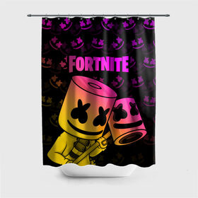 Штора 3D для ванной с принтом FORTNITE MARSHMELLO в городе Новоалтайск, 100% полиэстер | плотность материала — 100 г/м2. Стандартный размер — 146 см х 180 см. По верхнему краю — пластиковые люверсы для креплений. В комплекте 10 пластиковых колец | chapter 2 | fortnite | marshmello | диджей | игры | маршмэллоу | молоток | фортнайт