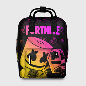 Женский рюкзак 3D с принтом FORTNITE MARSHMELLO в городе Новоалтайск, 100% полиэстер | лямки с регулируемой длиной, сверху ручки, чтобы рюкзак нести как сумку. Основное отделение закрывается на молнию, как и внешний карман. Внутри два дополнительных кармана, один из которых закрывается на молнию. По бокам два дополнительных кармашка, куда поместится маленькая бутылочка
 | Тематика изображения на принте: chapter 2 | fortnite | marshmello | диджей | игры | маршмэллоу | молоток | фортнайт