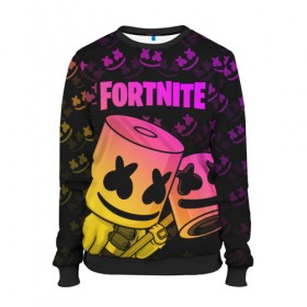 Женский свитшот 3D с принтом FORTNITE MARSHMELLO в городе Новоалтайск, 100% полиэстер с мягким внутренним слоем | круглый вырез горловины, мягкая резинка на манжетах и поясе, свободная посадка по фигуре | chapter 2 | fortnite | marshmello | диджей | игры | маршмэллоу | молоток | фортнайт