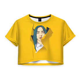 Женская футболка Cropp-top с принтом Billie Eilish в городе Новоалтайск, 100% полиэстер | круглая горловина, длина футболки до линии талии, рукава с отворотами | bad | billie | boy | boys | eilish | girl | girls | music | pop | rap | sad | trend | билли | грустно | девочка | девочки | девушка | мальчик | музыка | поп | рэп | тренд | эйлиш