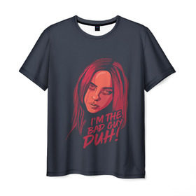 Мужская футболка 3D с принтом Billie Eilish в городе Новоалтайск, 100% полиэфир | прямой крой, круглый вырез горловины, длина до линии бедер | bad | billie | boy | boys | eilish | girl | girls | music | pop | rap | sad | trend | билли | грустно | девочка | девочки | девушка | мальчик | музыка | поп | рэп | тренд | эйлиш